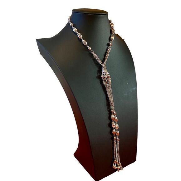 Sarah Coventry Triple Silver Toned Long Chain Lariat. - Picture 2 of 6
